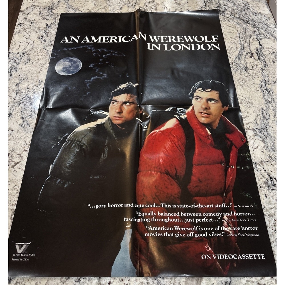 An American Werewolf in London Original Folded 1981 Movie Video Poster 36x24